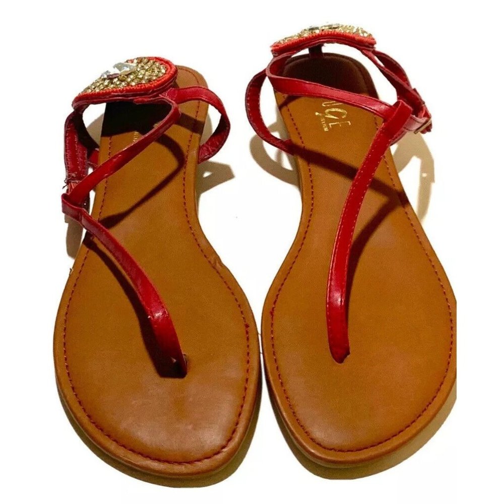 New Rouge Helium Red Diamonds  T-Strap Sandals U.S. Size 7.5